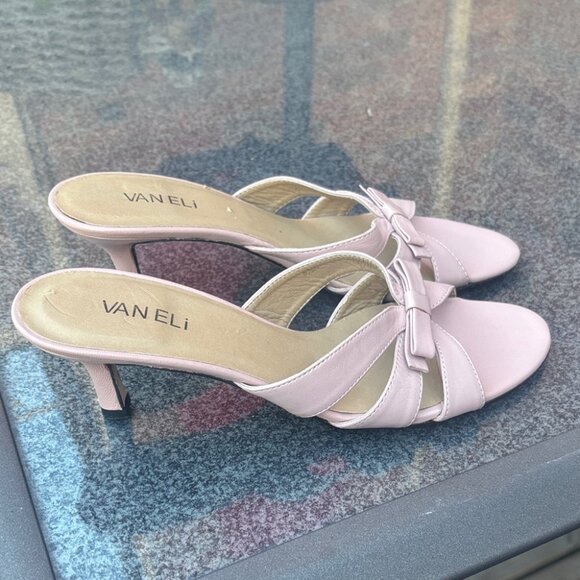 Vaneli Vintage Y2K Light Pink Leather Bow Kitten Heels 8.5 - Picture 4 of 8